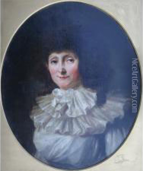 Portrait Of Sarah Daunt, Wife Of William John Colley Oil Painting - Henri Pierre Danloux