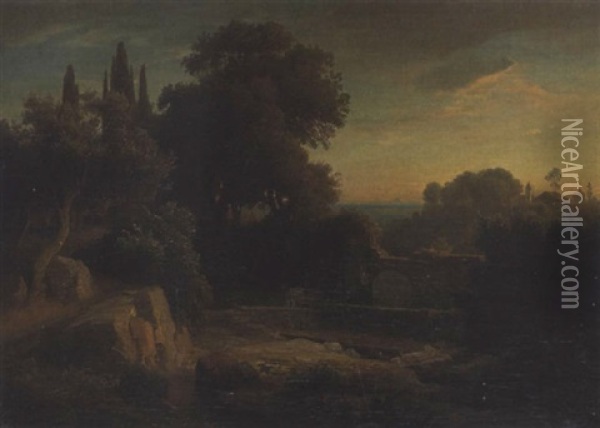 Sudliche Landschaft Oil Painting - Johann Wilhelm Schirmer