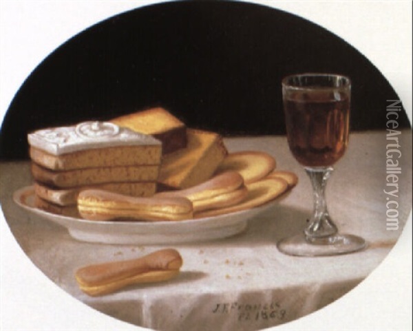 Still Life With Sweets And Wine Oil Painting - John F. Francis