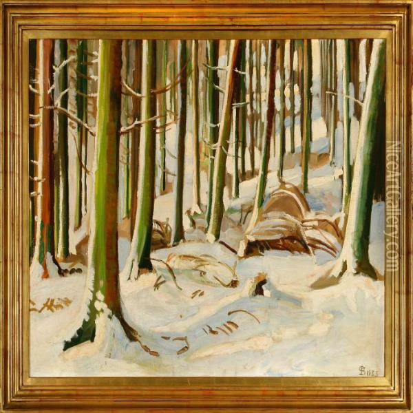 A Snowcovered Forest Floor Oil Painting - Fritz Syberg