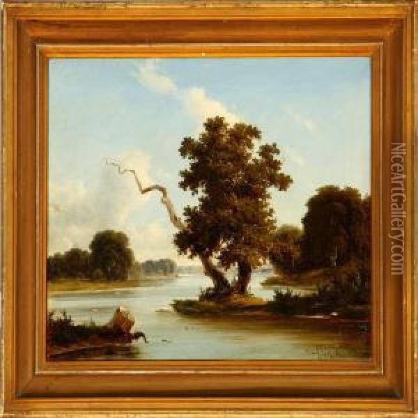 Landscape With Anold Oak Oil Painting - Georg Emil Libert