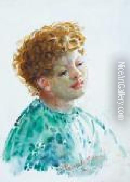 Child's Head, Brighton Oil Painting - Robert Ponsonby Staples