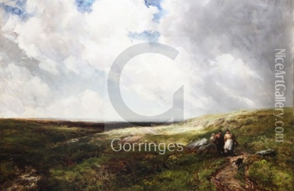 Whortleberry Gatherers...dartmoor Oil Painting - Edmund Morison Wimperis