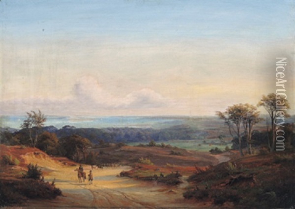 Weite Landschaft Mit Einem Reiter Und Einer Rinderherde Oil Painting - Nordahl (Peter Frederik N.) Grove