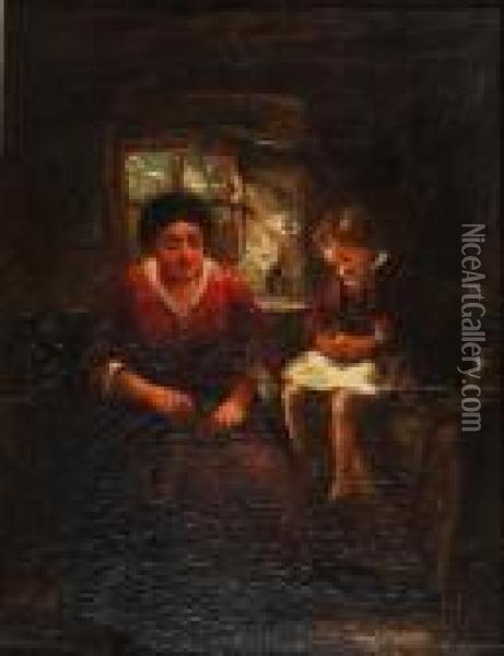 His Only Pair Oil Painting - Thomas Faed