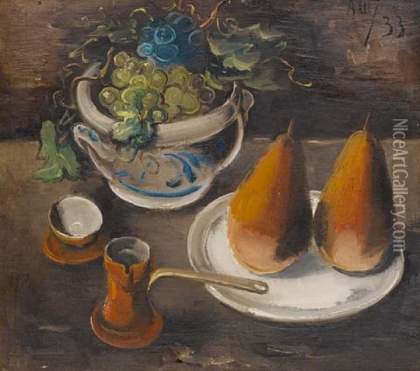 Still Life With Pears Oil Painting - Aleksandr Vasilievich Shevchenko