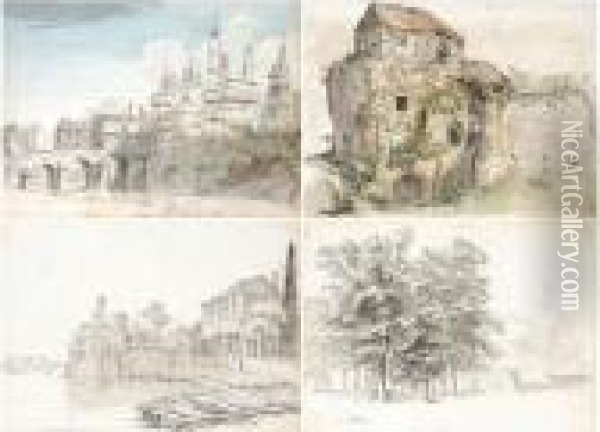 An Album Of Drawings And Watercolours Of French And London Views Oil Painting - Samuel Hieronymus Grimm