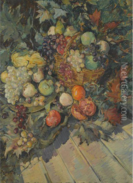 Still Life With Fruit Oil Painting - Konstantin Alexeievitch Korovin