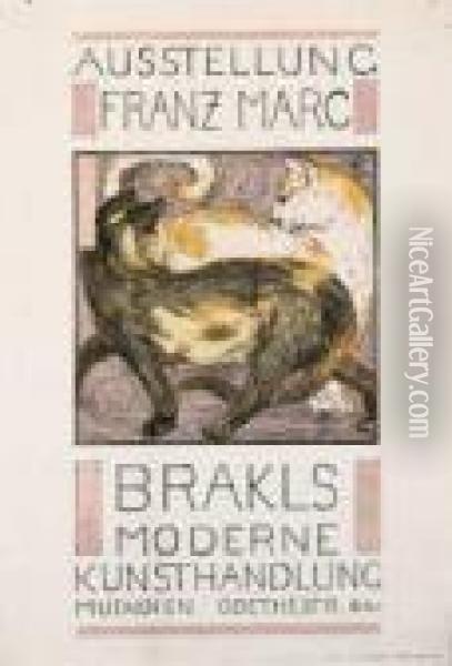 Zwei Katzen Oil Painting - Franz Marc