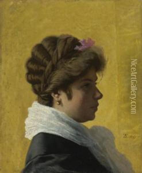 Portrait Of A Lady Oil Painting - Federigo Zandomeneghi