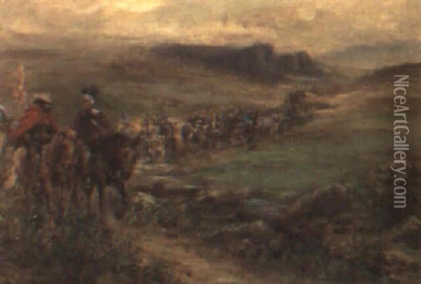 The March Of An Army Oil Painting - Ernest Crofts