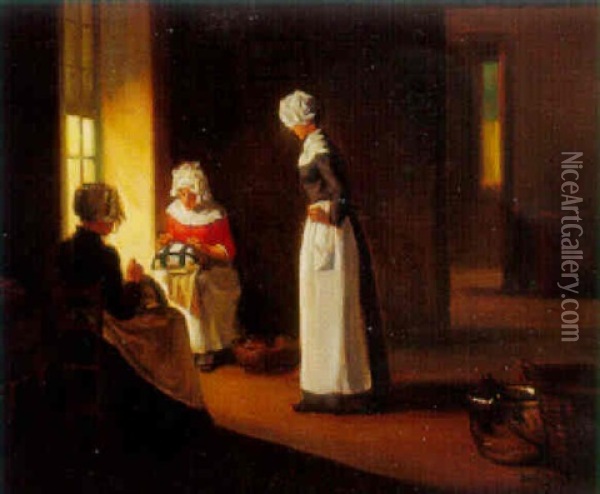 Les Femmes A L'ouvrage Oil Painting - Joseph Bail