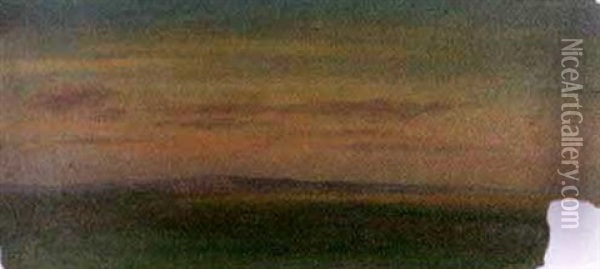 Green Field With Distant Mountain Range Oil Painting - Charles Wimar