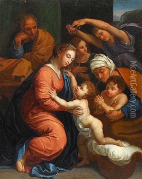 Die Heilige Familie Oil Painting - Giulio Romano