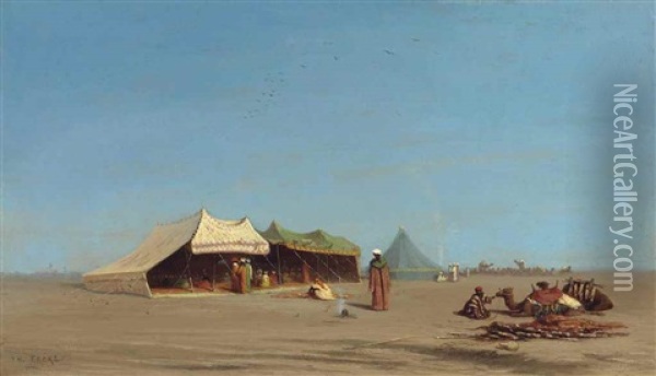 A Desert Encampment, Egypt Oil Painting - Charles Theodore (Frere Bey) Frere