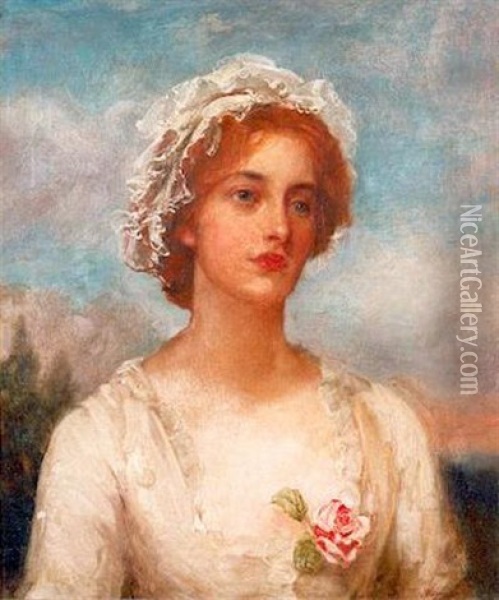 Portrait Of A Young Woman Oil Painting - John Hanson Walker