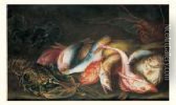 Nature Morte De Poissons Et De Homard Oil Painting - Nicola Maria Recco