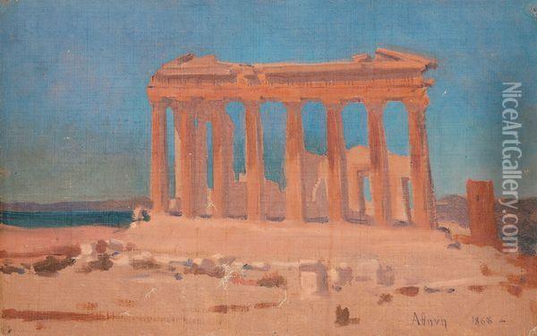 Temple Antique Oil Painting - Paul-Marie Lenoir