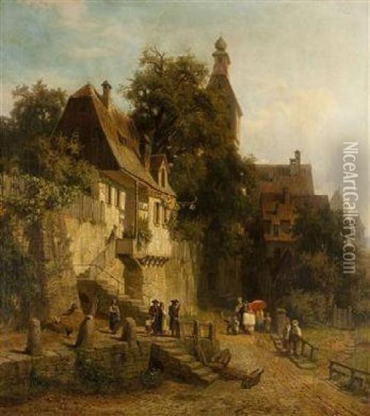 Outside The Town Gate Oil Painting - Christian Friedrich Mali