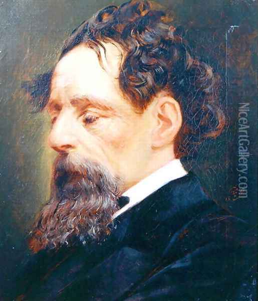 Portrait of Charles Dickens 1812-70 1871 Oil Painting - Frederick Sargent