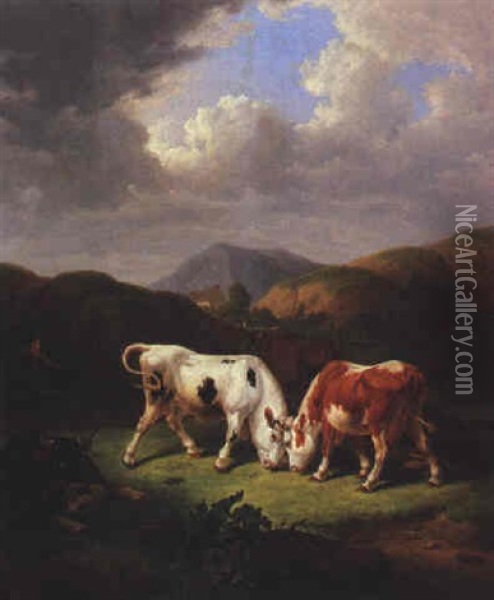 Kuhe Auf Der Weide Oil Painting - Johann Baptist Dallinger von Dalling the Younger