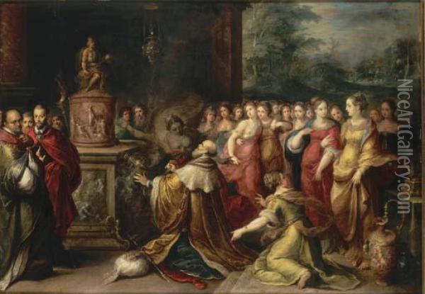 The Idolatry Of Solomon Oil Painting - Frans II Francken