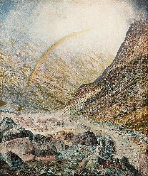 A Mountain Road, Flood Time (honister Series No 3) Oil Painting - John Atkinson Grimshaw