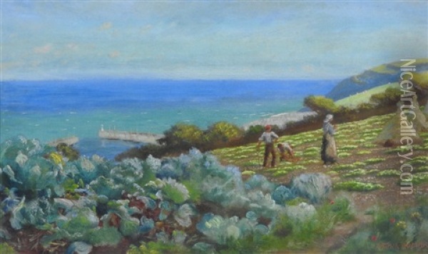 Above Newlyn Oil Painting - Arthur Hughes