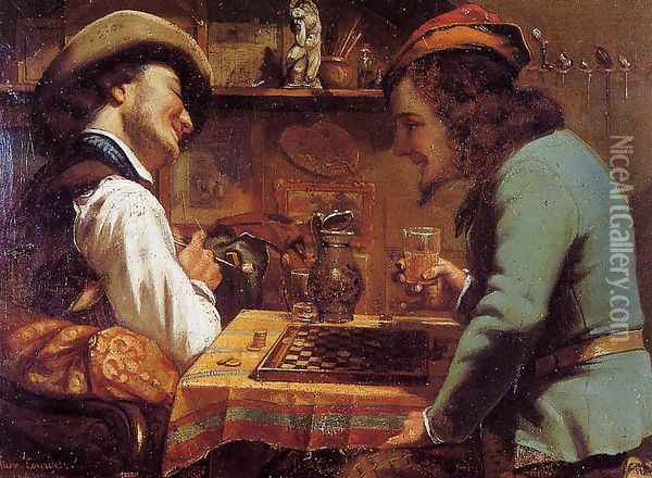 The Draughts Players Oil Painting - Gustave Courbet