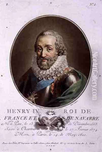 Portrait of Henri IV, King of France and Navarre 1553-1610 engraved by Ride Oil Painting - Antoine Louis Francois Sergent-Marceau