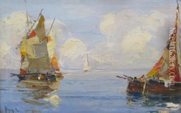 Sail Boats Oil Painting - Rudolf Negely