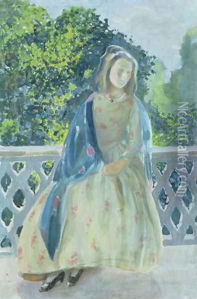 Girl on Balcony, 1900 Oil Painting - Viktor Elpidiforovich Borisov-Musatov