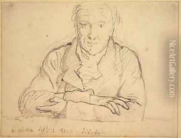 Half length of Blake full face arms crossed 1821 Oil Painting - John Linnell