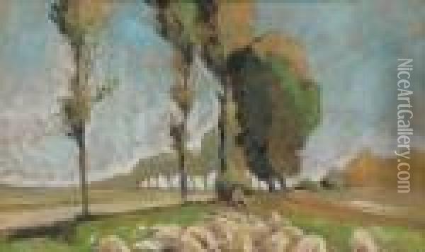 Berger Et Moutons Oil Painting - Henri Edmond Cross