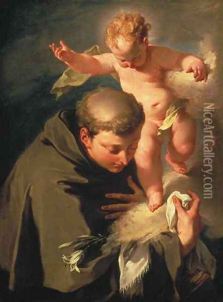 The Vision of Saint Anthony of Padua Oil Painting - Giovanni Battista Pittoni the younger