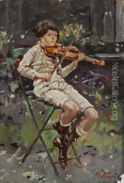 Piccolo Violinista Oil Painting - Raffaele Ragione