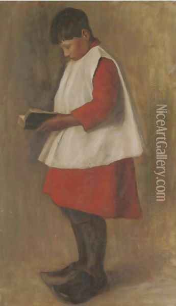 Portrait of a chorister Oil Painting - French School