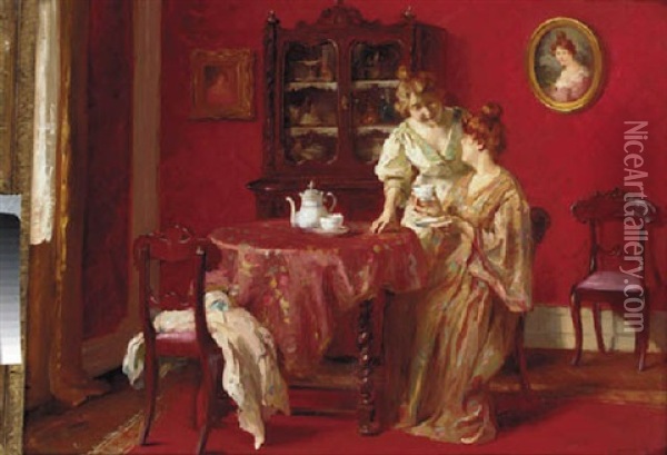 Tea Time Oil Painting - Mozart Rottmann