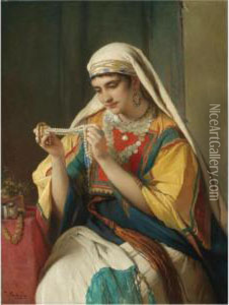The Pearl Necklace Oil Painting - Jean-Francois Portaels