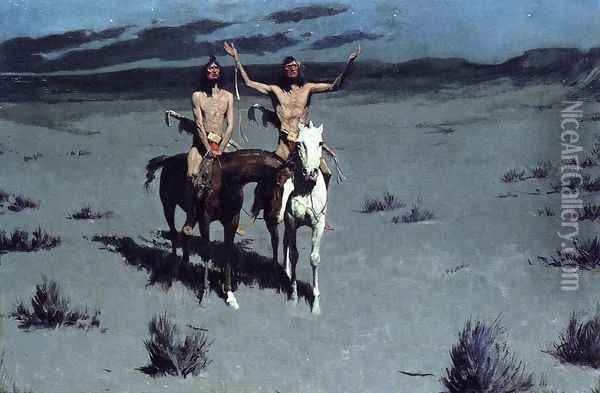Pretty Mother Of The Night Oil Painting - Frederic Remington