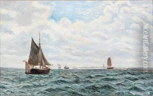 Seascape With Sailing Ships Oil Painting - Holger Luebbers