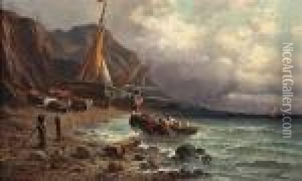 Bringing The Boats Ashore Oil Painting - John, Giovanni Califano