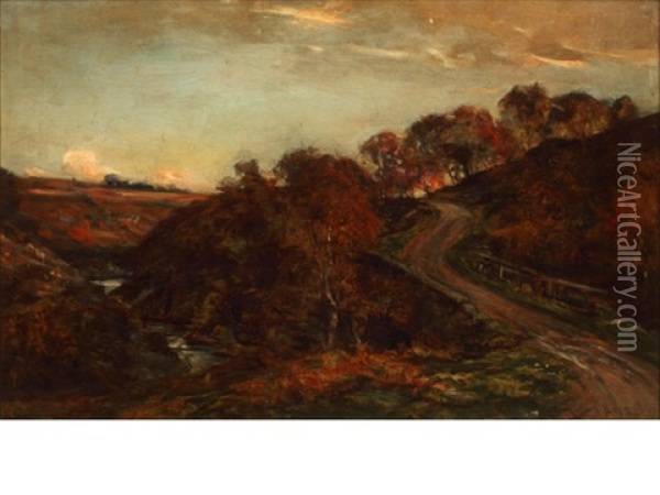 A November Afternoon At Bridge Of Mooran, Glenesk Oil Painting - Allan Ramsay