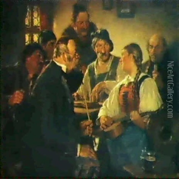 The Zither Player Oil Painting - Hugo Wilhelm Kauffmann