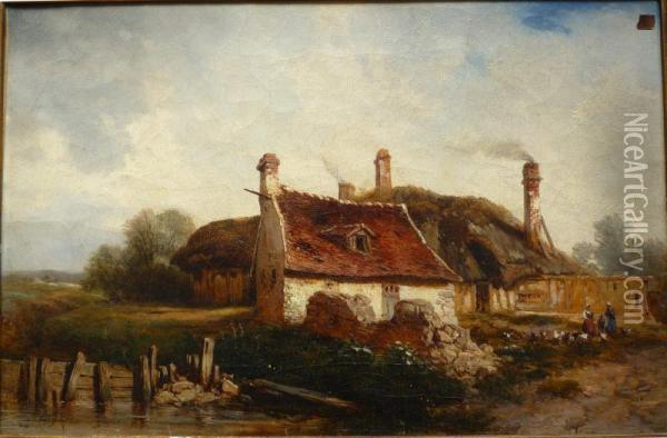 Chaumiere Normande Oil Painting - Jules Louis Phillipe Coignet