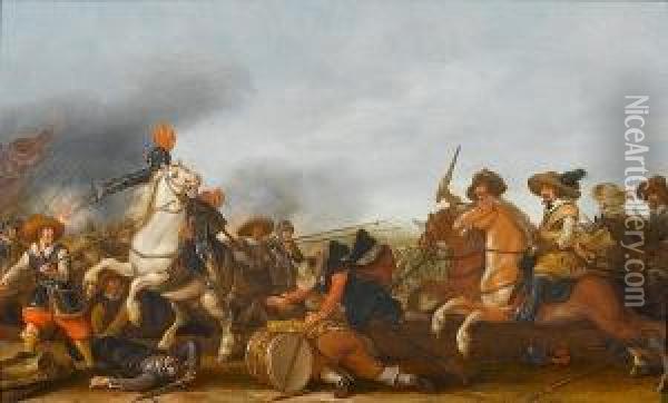 An Engagement Between Cavalry And Foot Soldiers Oil Painting - Jan the Younger Martszen