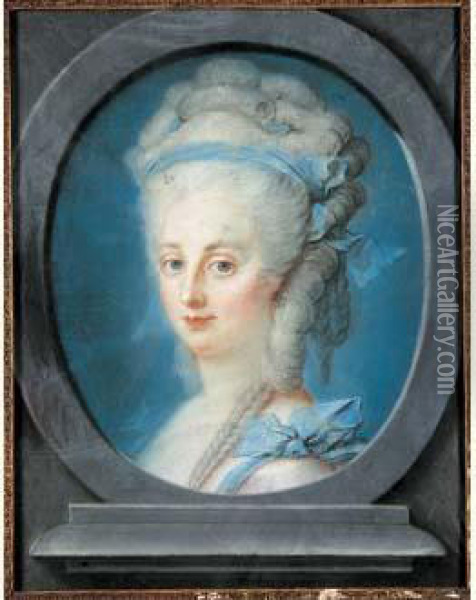 Portrait De Mme De Ladoucette Oil Painting - Francois Senemont