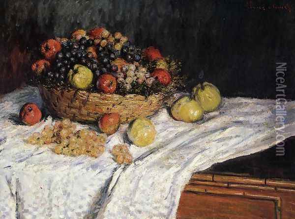 Fruit Basket With Apples And Grapes Oil Painting - Claude Oscar Monet
