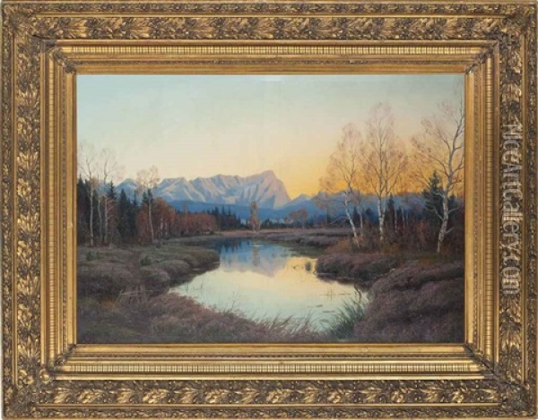 Autumn Sunset Oil Painting - Adalbert Wex