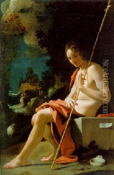 Saint John The Baptist In The Desert Oil Painting - Bartolomeo Schedoni